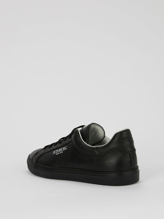 Black Classic Logo Leather Sneakers