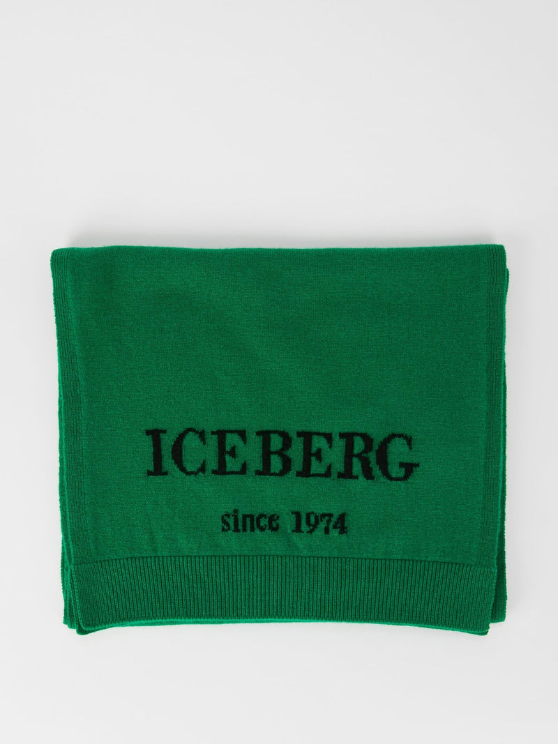 Green Logo Cashmere Knitted Scarf