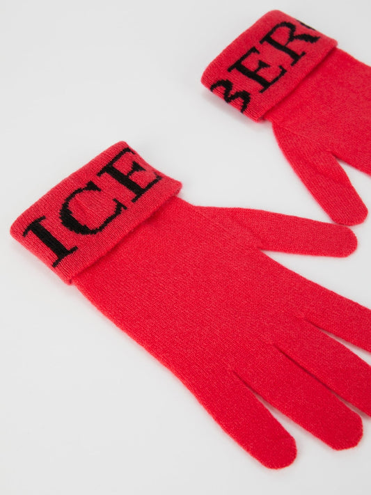 Красные трикотажные перчатки с логотипом