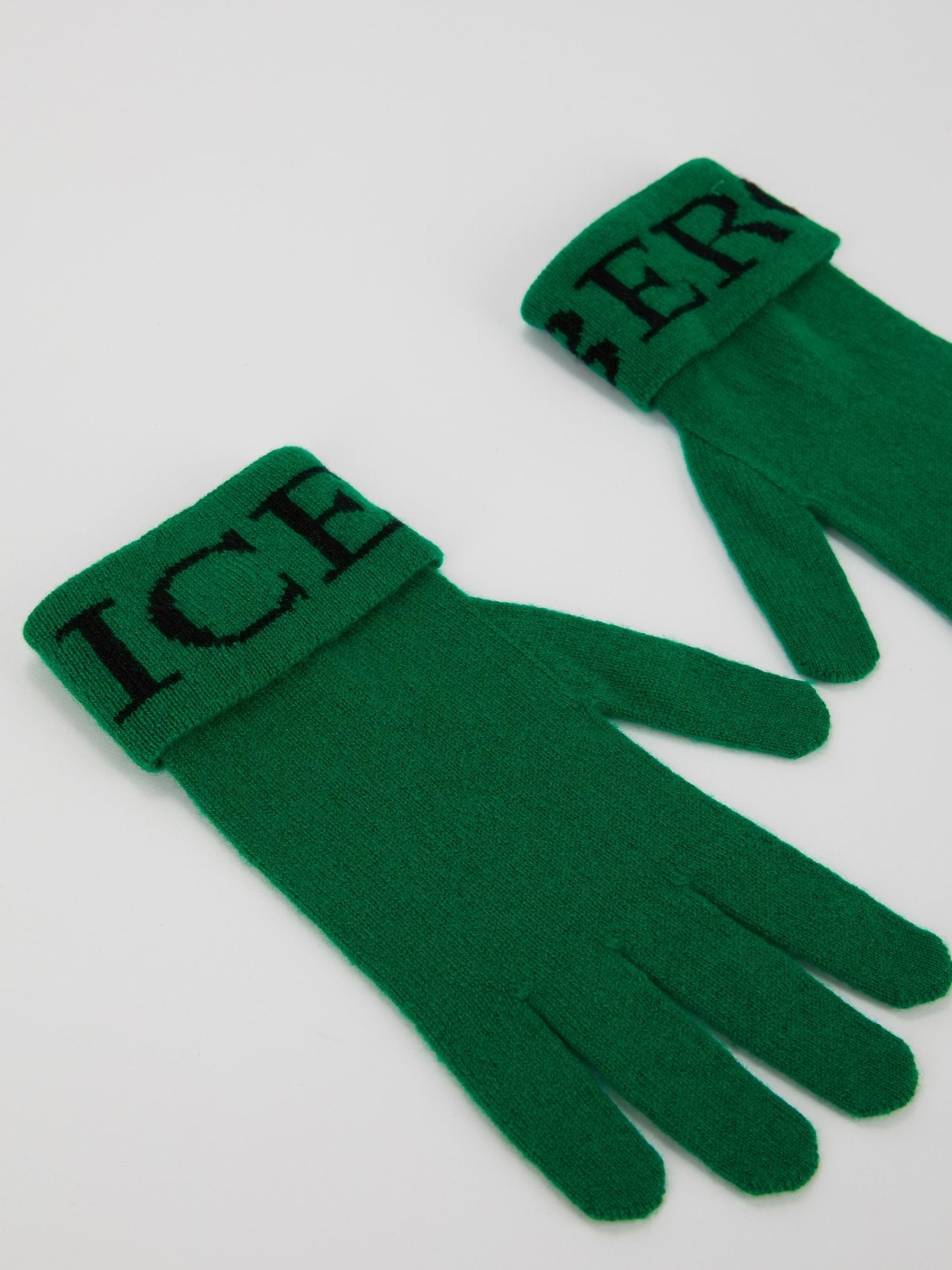 Green Logo Knitted Gloves
