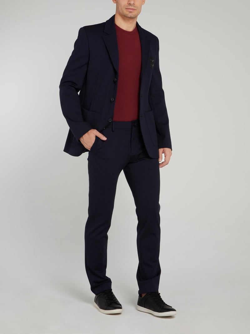 Navy Straight Fit Suit Trousers