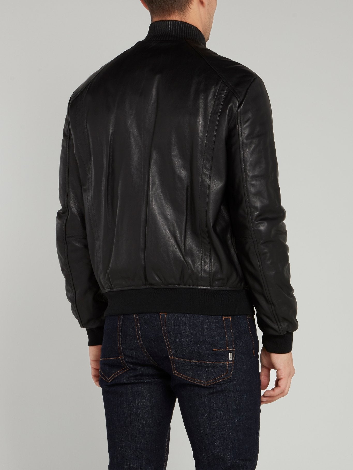 Black High Neck Leather Jacket