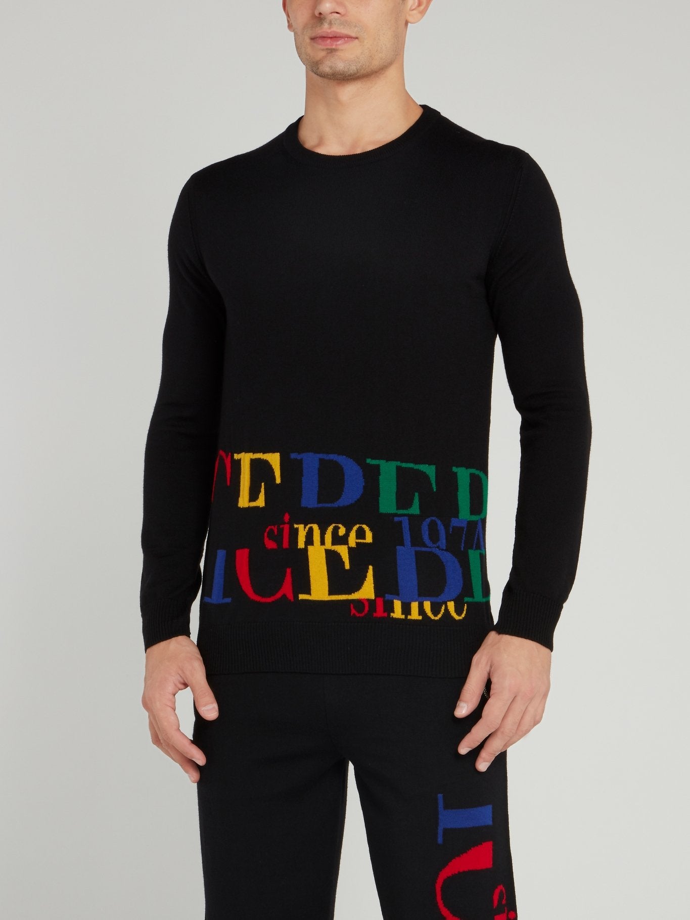 Black with Rainbow Logo Knitted Pullover