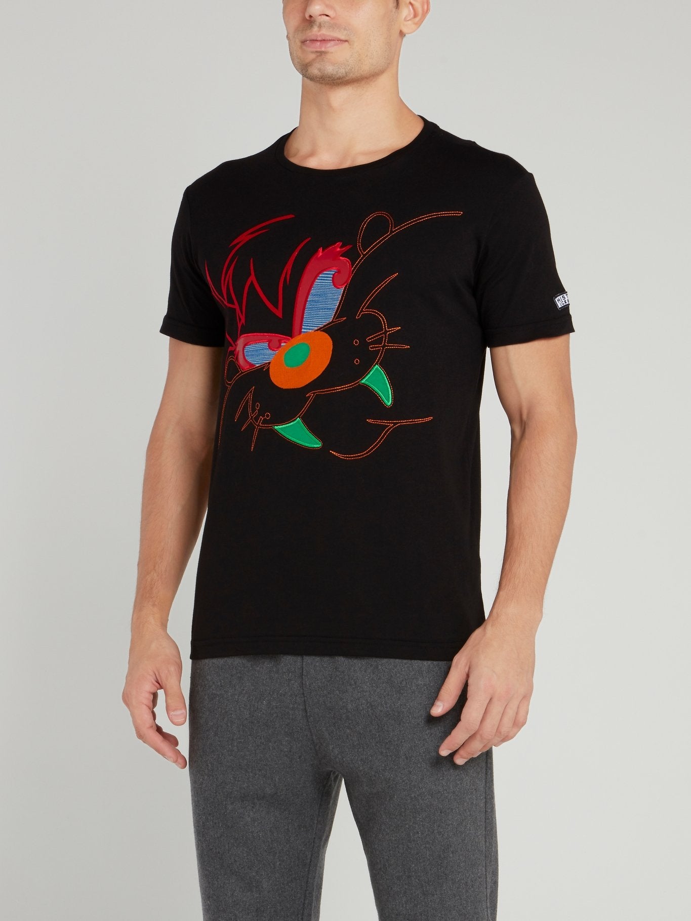 Tasmanian Devil Black Embroidered T-Shirt