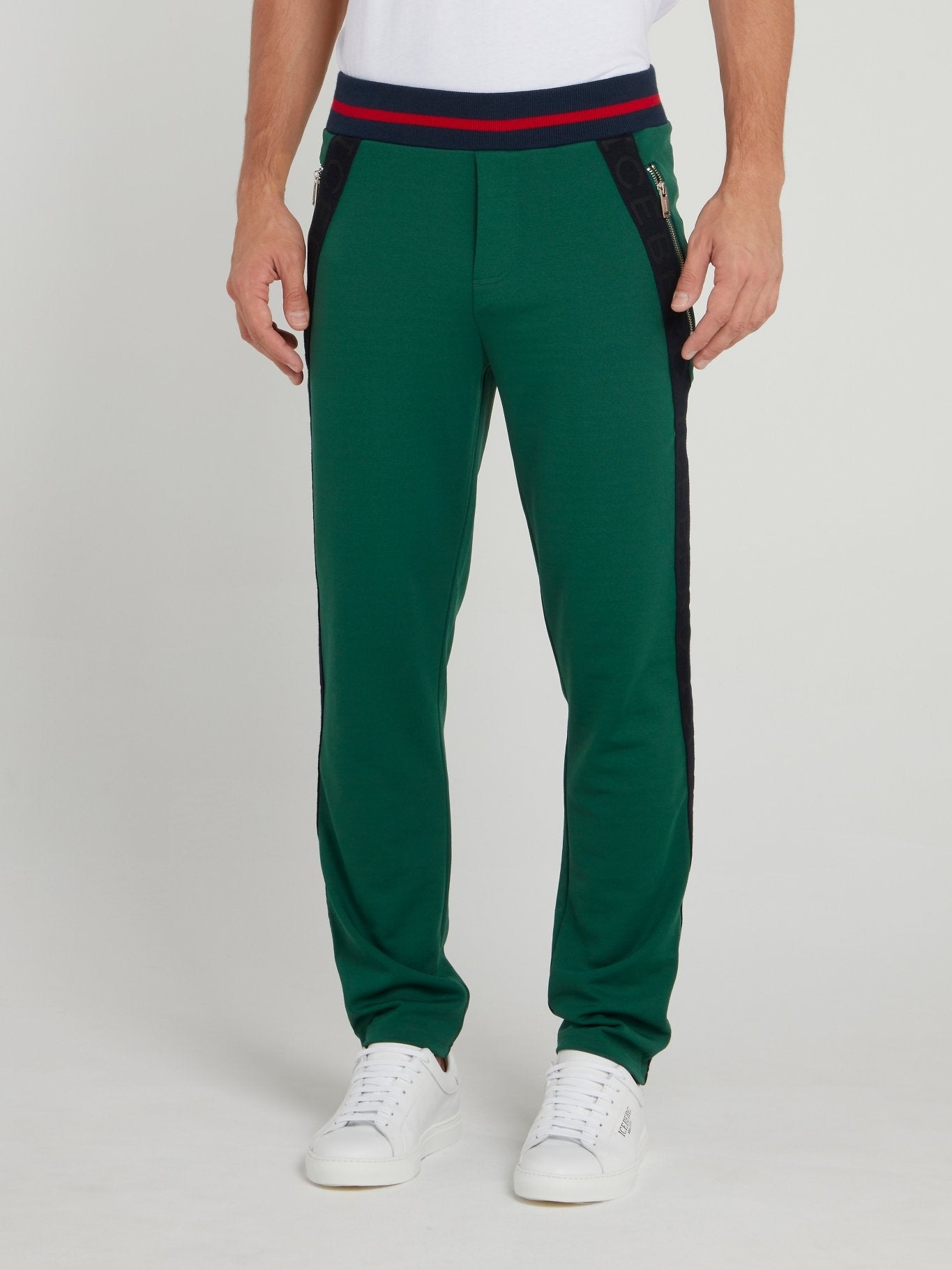 Green Contrast Waistband Trousers