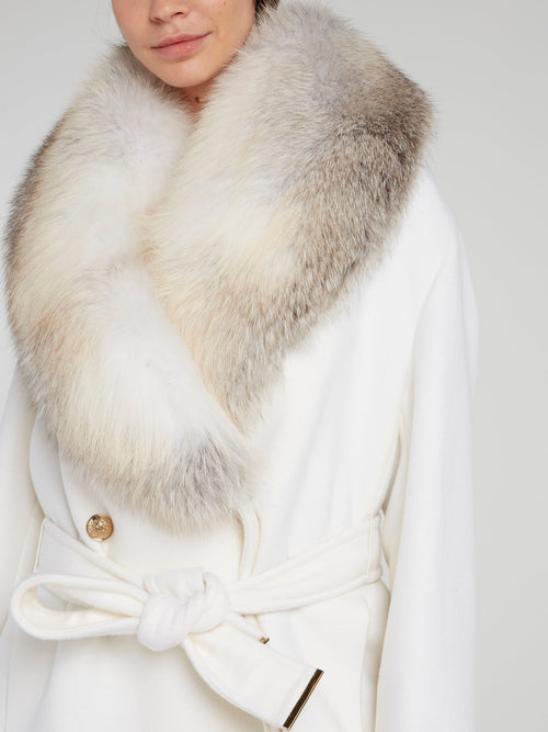 White Fur Collar Coat