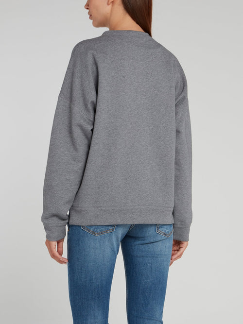 Grey Embroidered Crewneck Sweatshirt