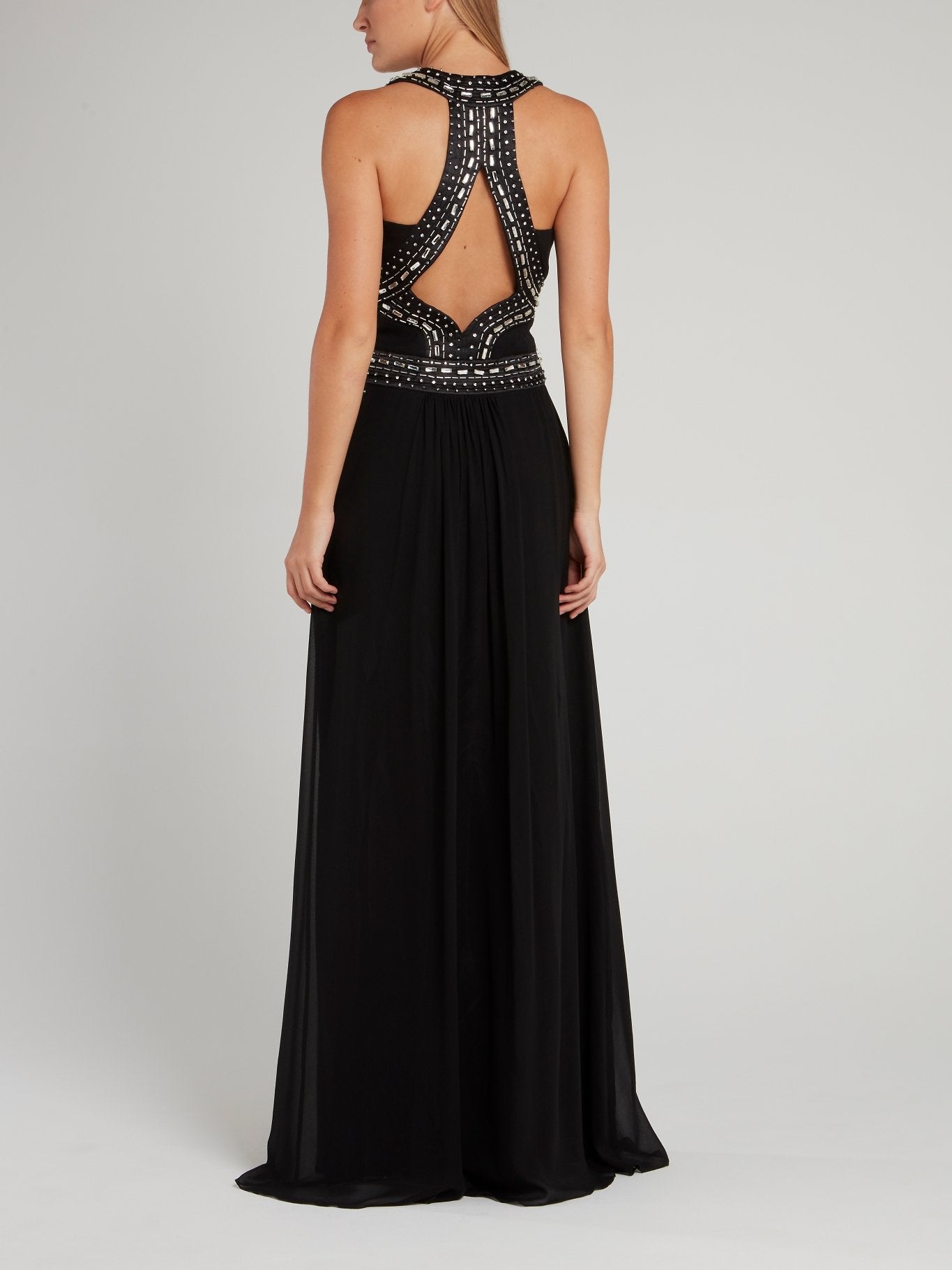Black Diamond Embellished Maxi Dress
