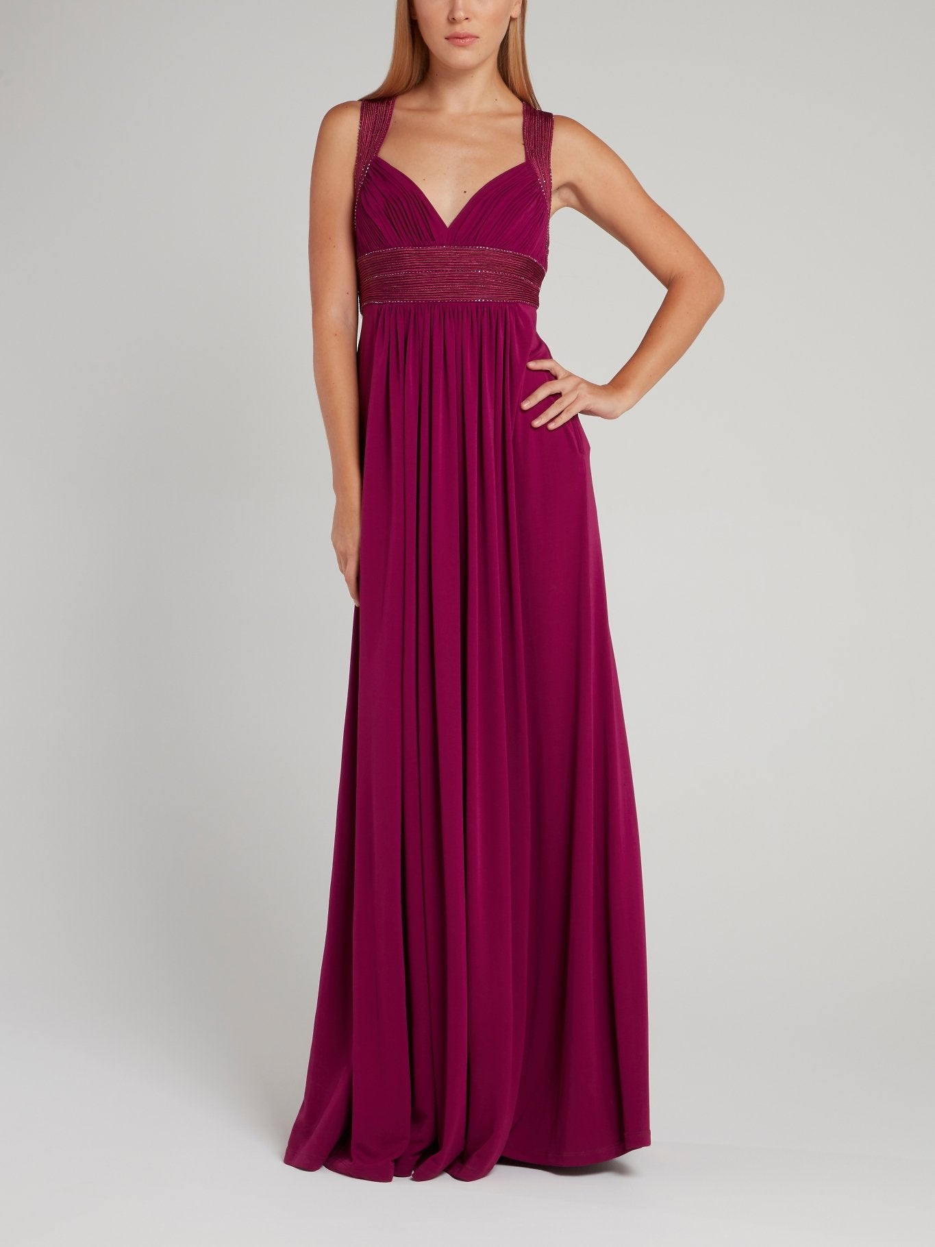 Empire Waist Pleated Maxi Dress Maison-B-More Global Store Empire Waist Pleated Maxi Dress Maison-B-More Global Store