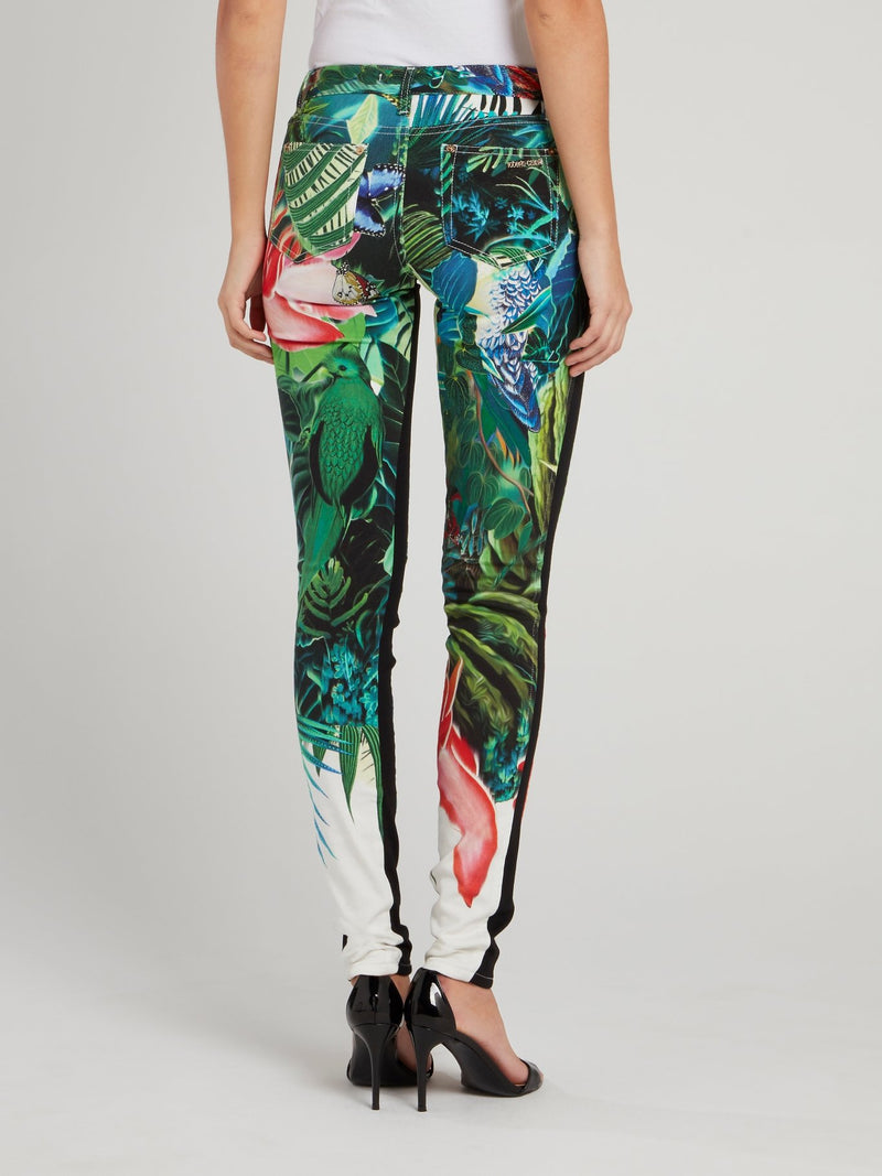 Tropical Print Slim Fit Jeans