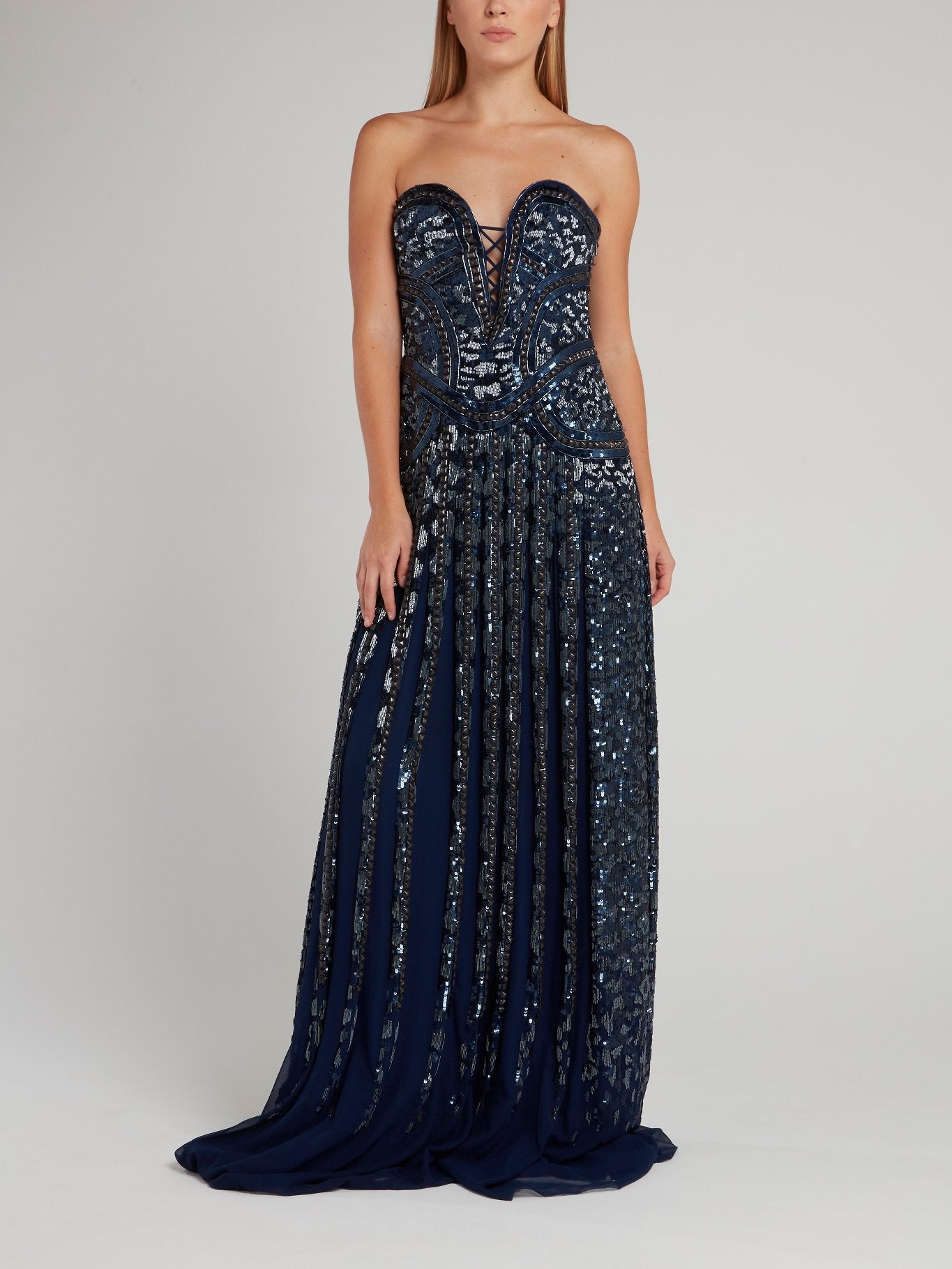 Metallic Embellished Pleated Maxi Dress Metallic Embellished Pleated Maxi Dress