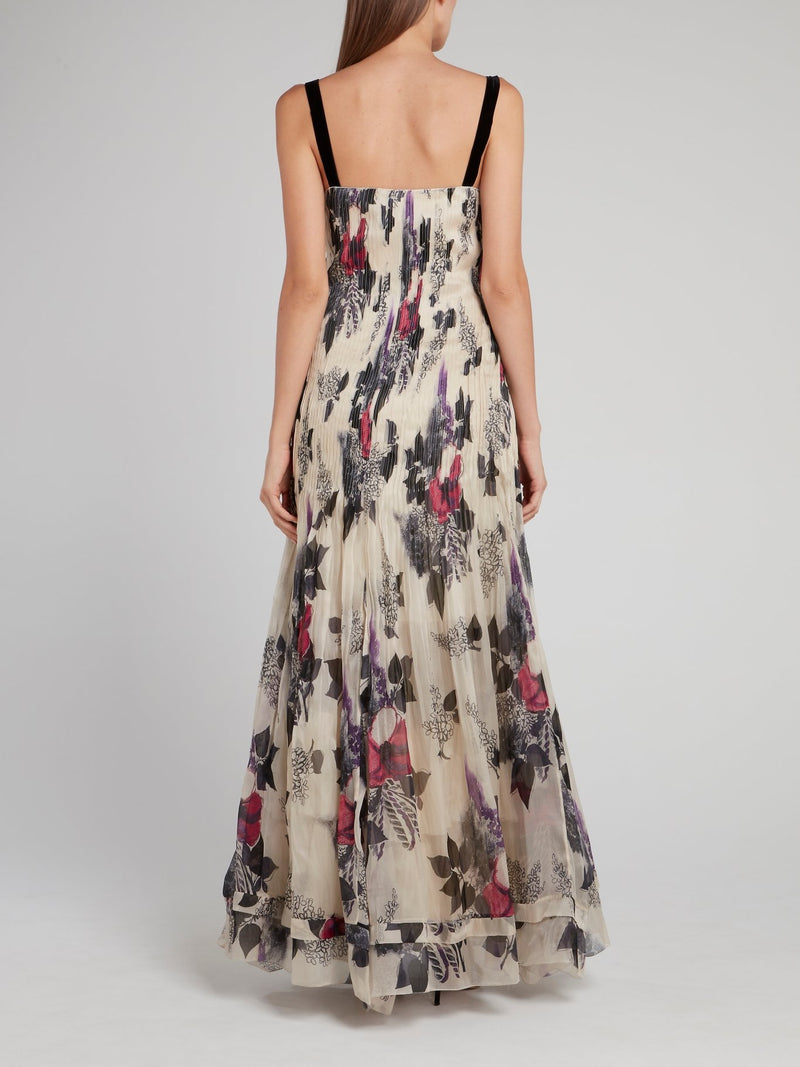 Floral Print Flared Maxi Dress