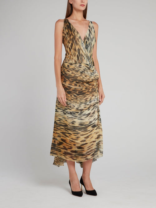 Animal Print Surplice Maxi Dress