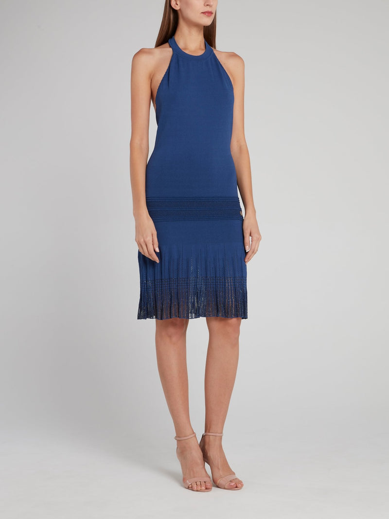 Navy Pleated Halter Mini Dress Maison-B-More Global Store Navy Pleated Halter Mini Dress Maison-B-More Global Store