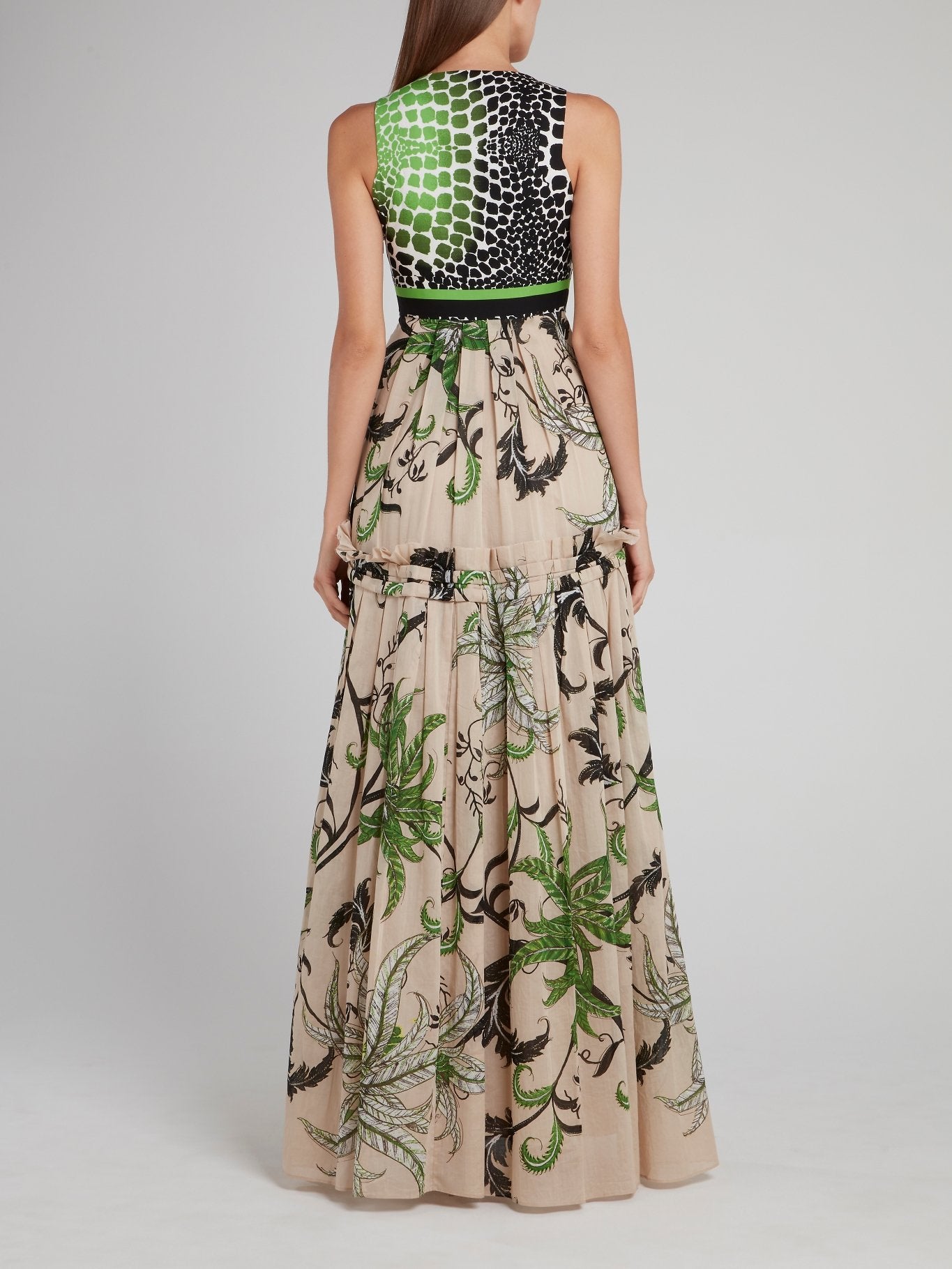 Floral Print Pleated Empire Maxi Dress