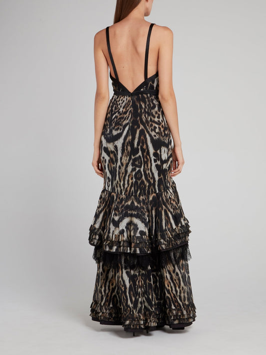 Leopard Print Tiered Maxi Dress