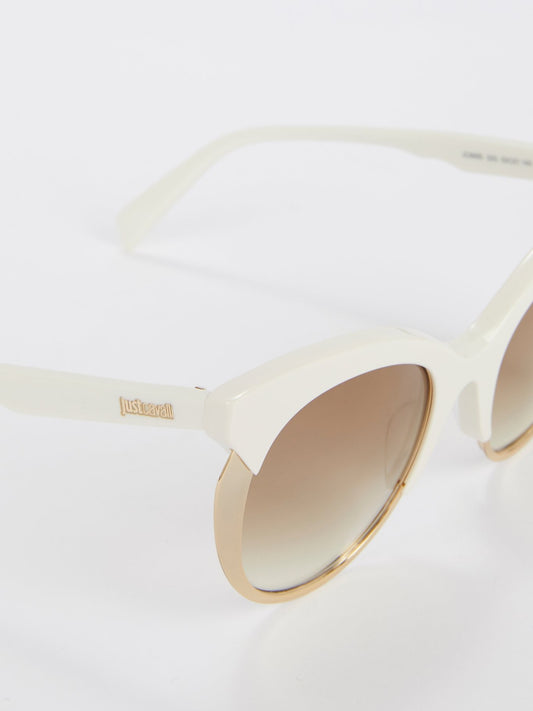 Brown Mirror Lens Gold Frame Sunglasses