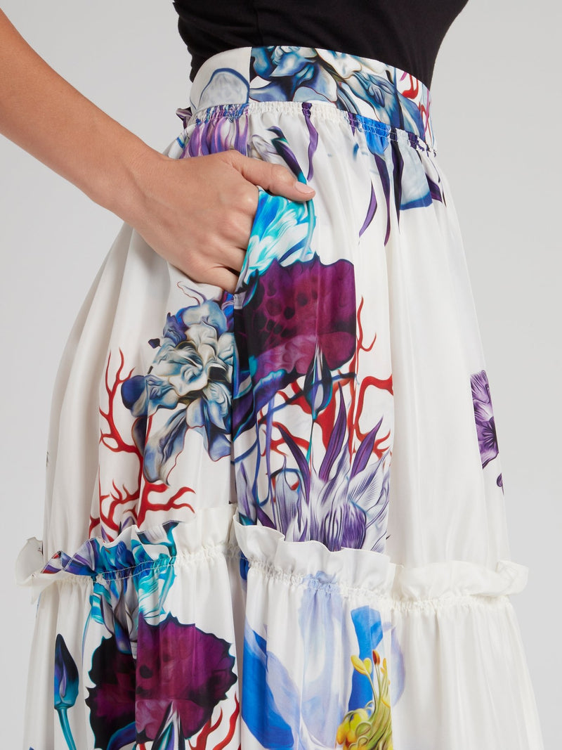 Floral Print High Waist Maxi Skirt