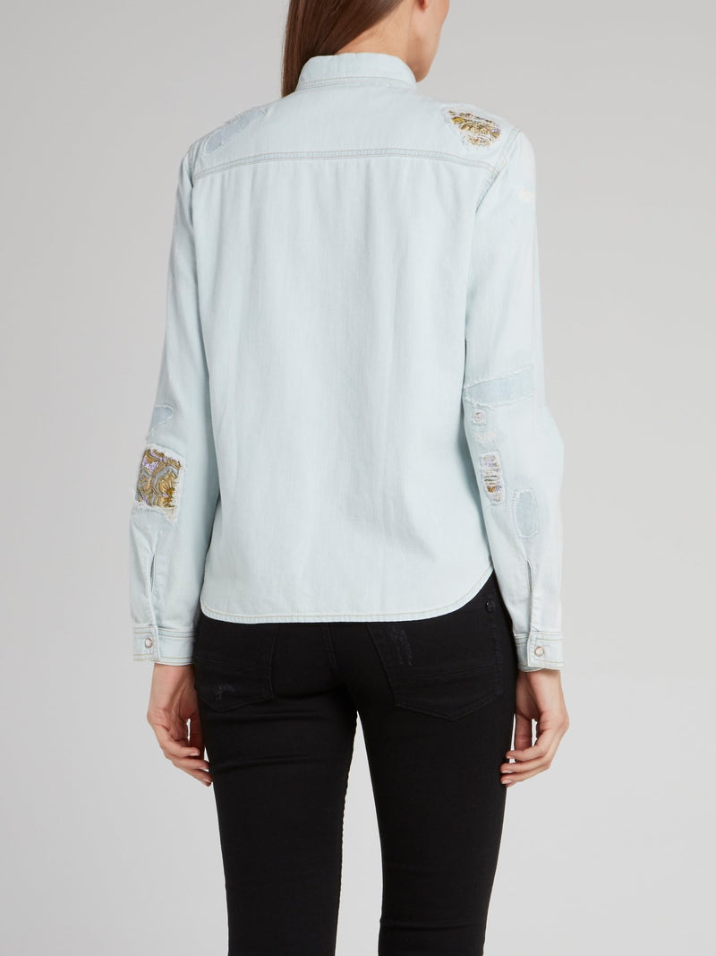 Embroidered Light Blue Top
