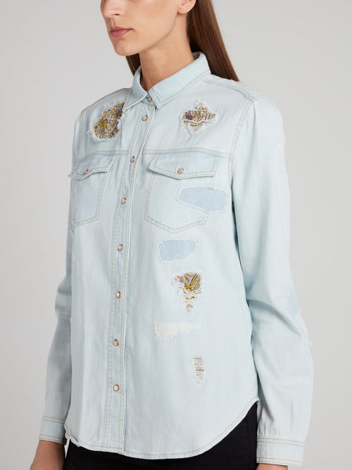 Embroidered Light Blue Top
