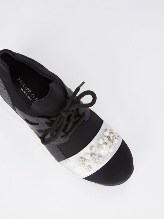 Black Pearl Embellished Low Top Sneakers