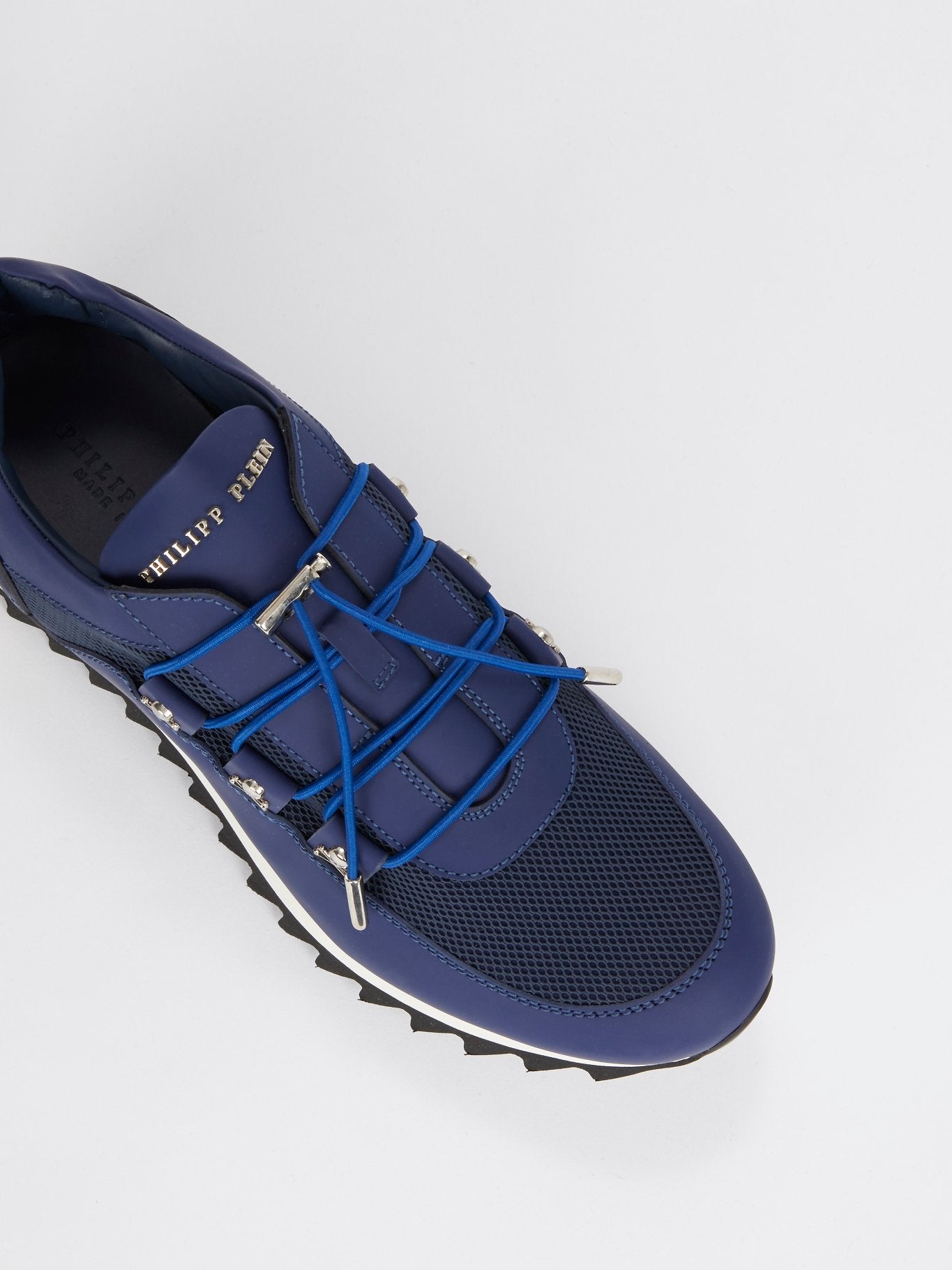 Navy Mesh Panel Sneakers