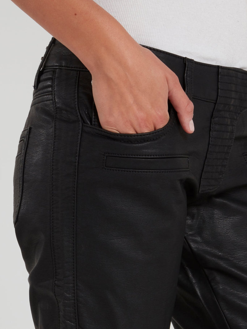 Black Leather Biker Trousers