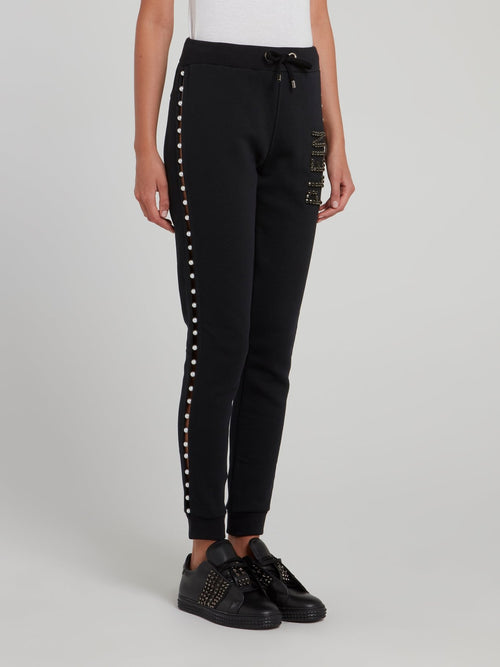 Black Pearl Embellished Track Trousers