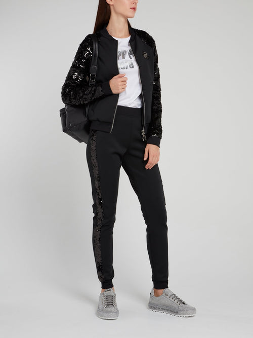 Lush Black Sequin Sleeve Jacket