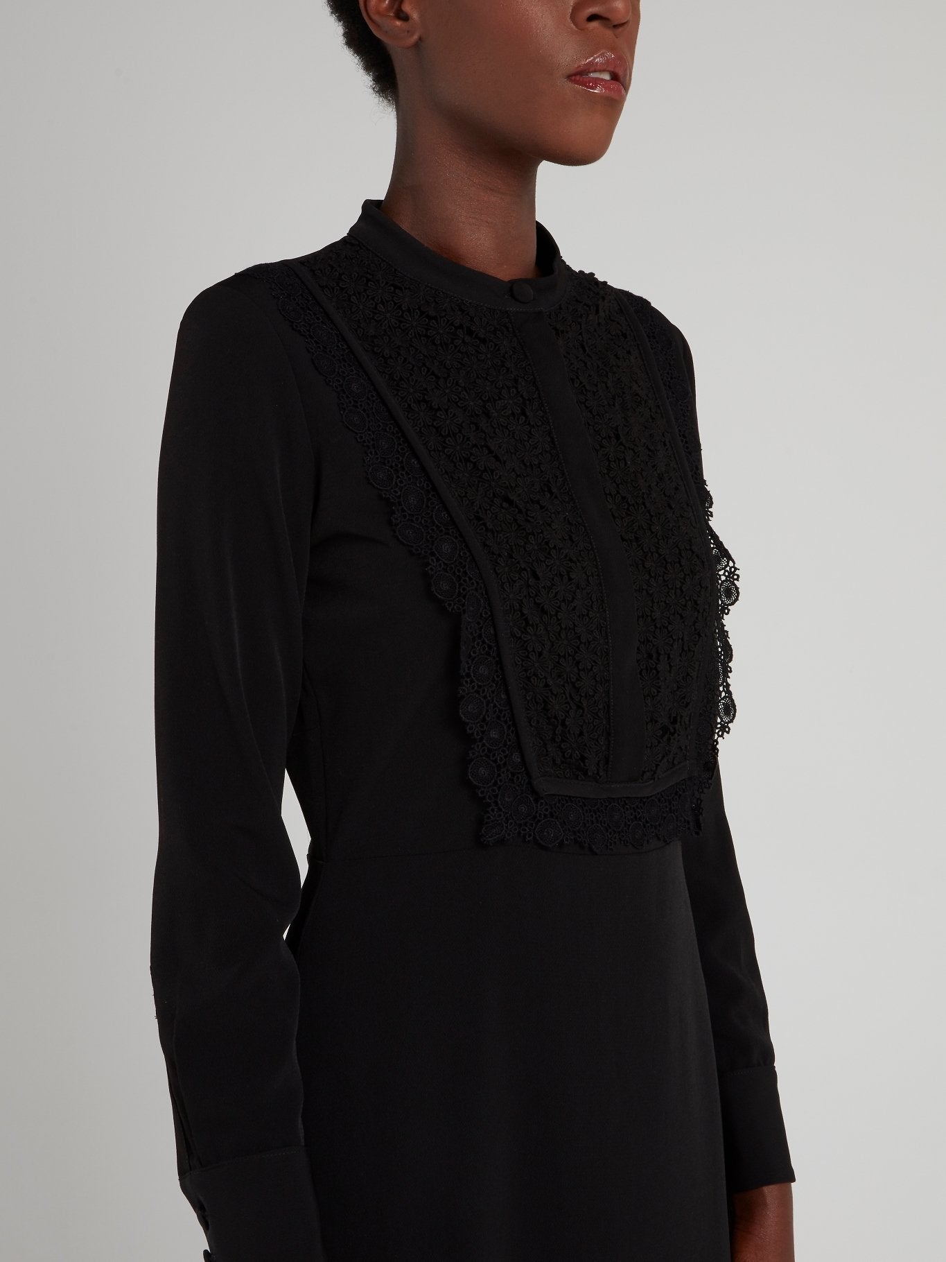 Black Lace Bib Mini Dress