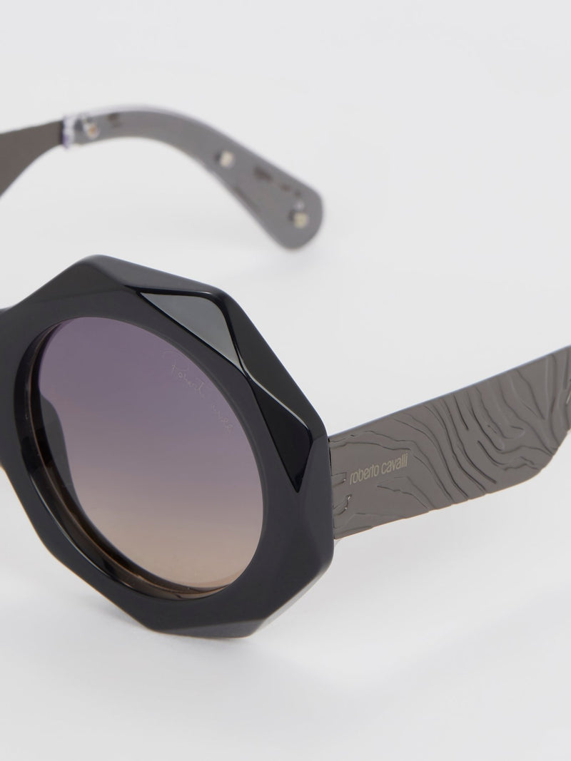 Black Geometric Acetate Sunglasses