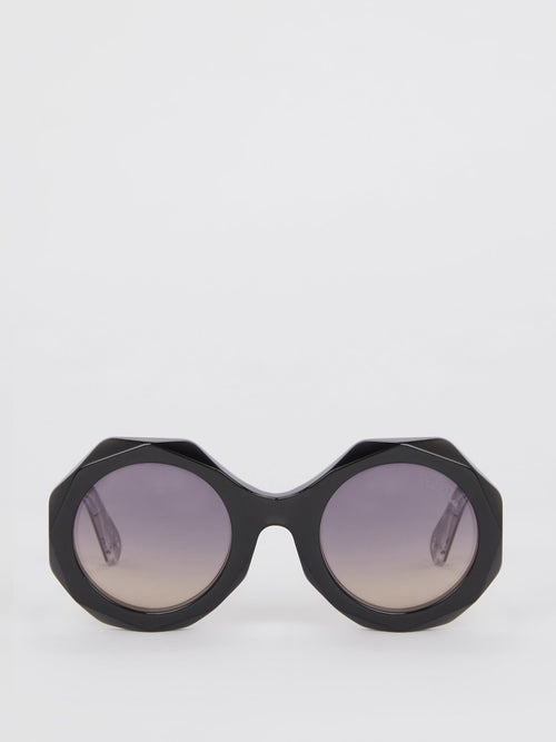 Black Geometric Acetate Sunglasses
