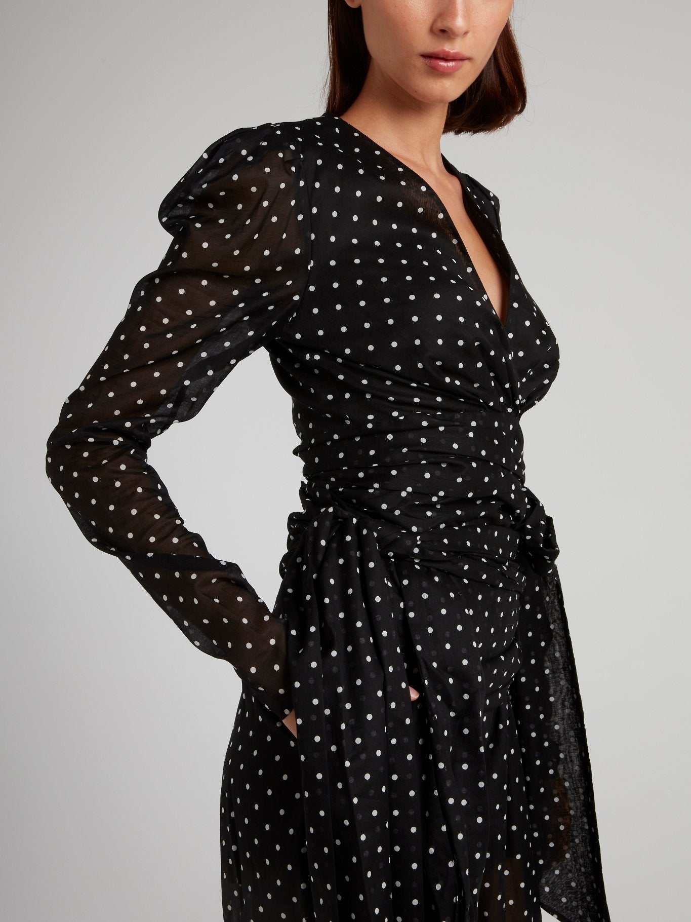 Alexandre Vauthier Black Polka Dot Wrap Top 40 / Black Alexandre Vauthier Black Polka Dot Wrap Top 40 / Black