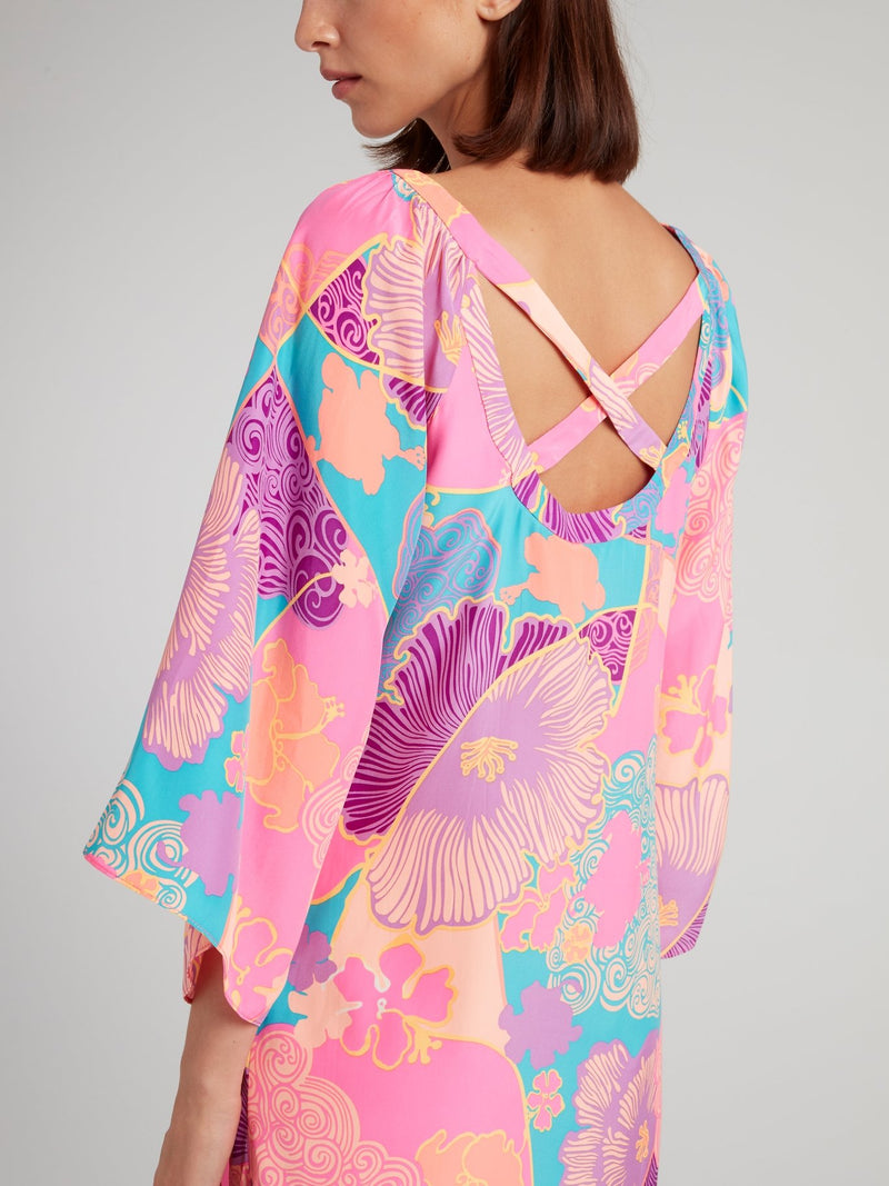 Pink Oriental Kimono Dress Maison-B-More Global Store Pink Oriental Kimono Dress Maison-B-More Global Store