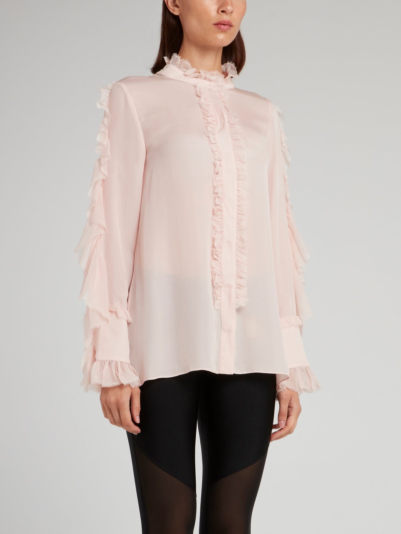 Pink Frill Trim Blouse