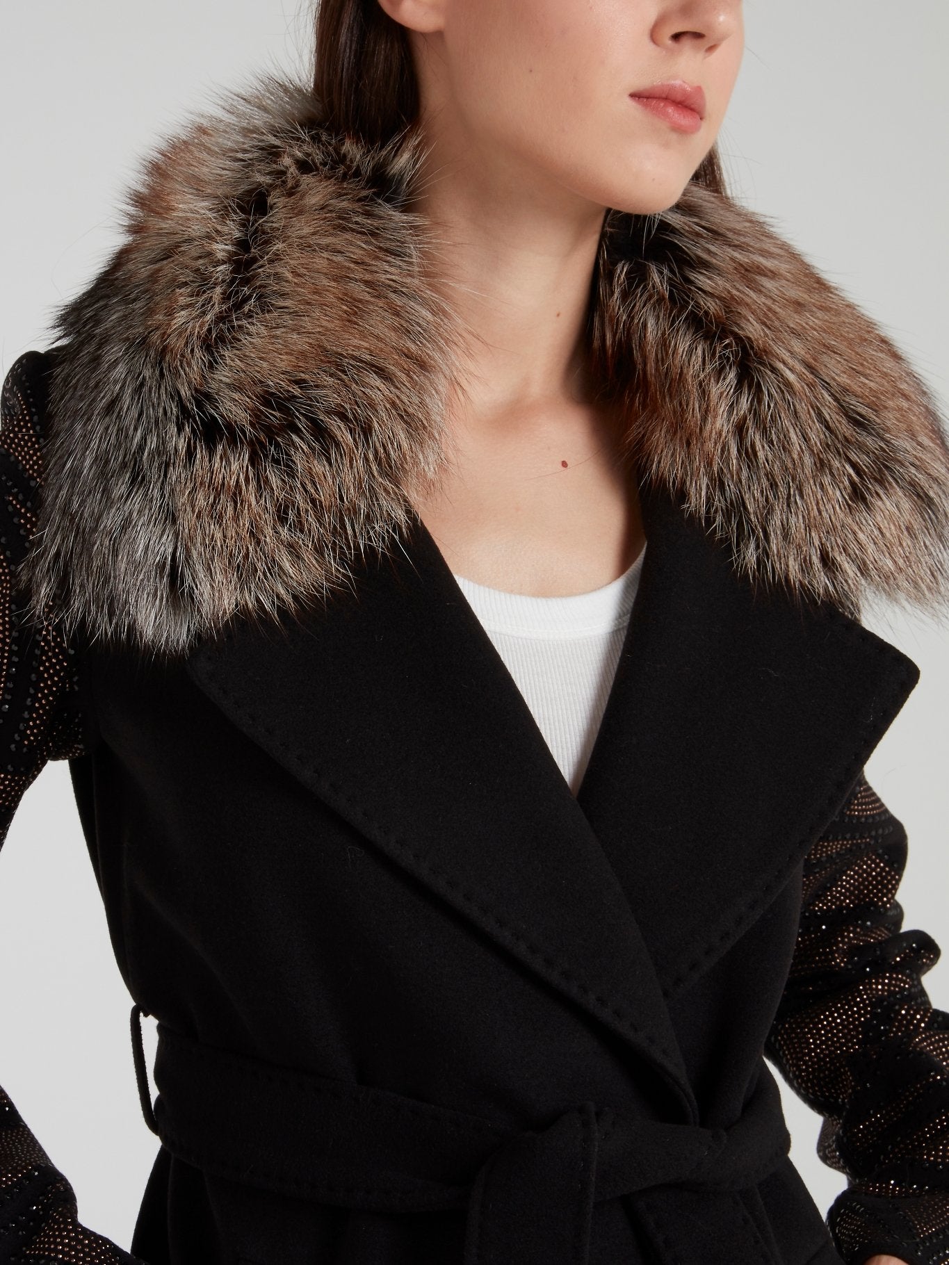 Marylen Fur Collar Long Coat