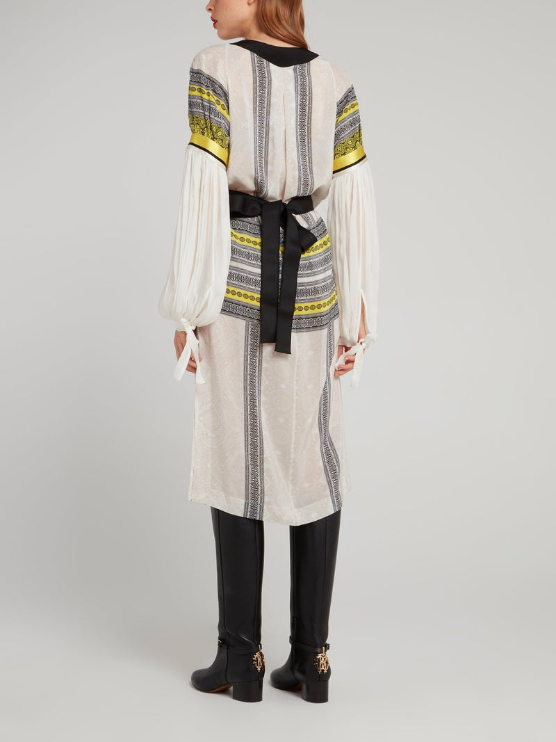 bishop sleeve midi dress Midi dress with plunging sweetheart neckline and bishop sleeves
