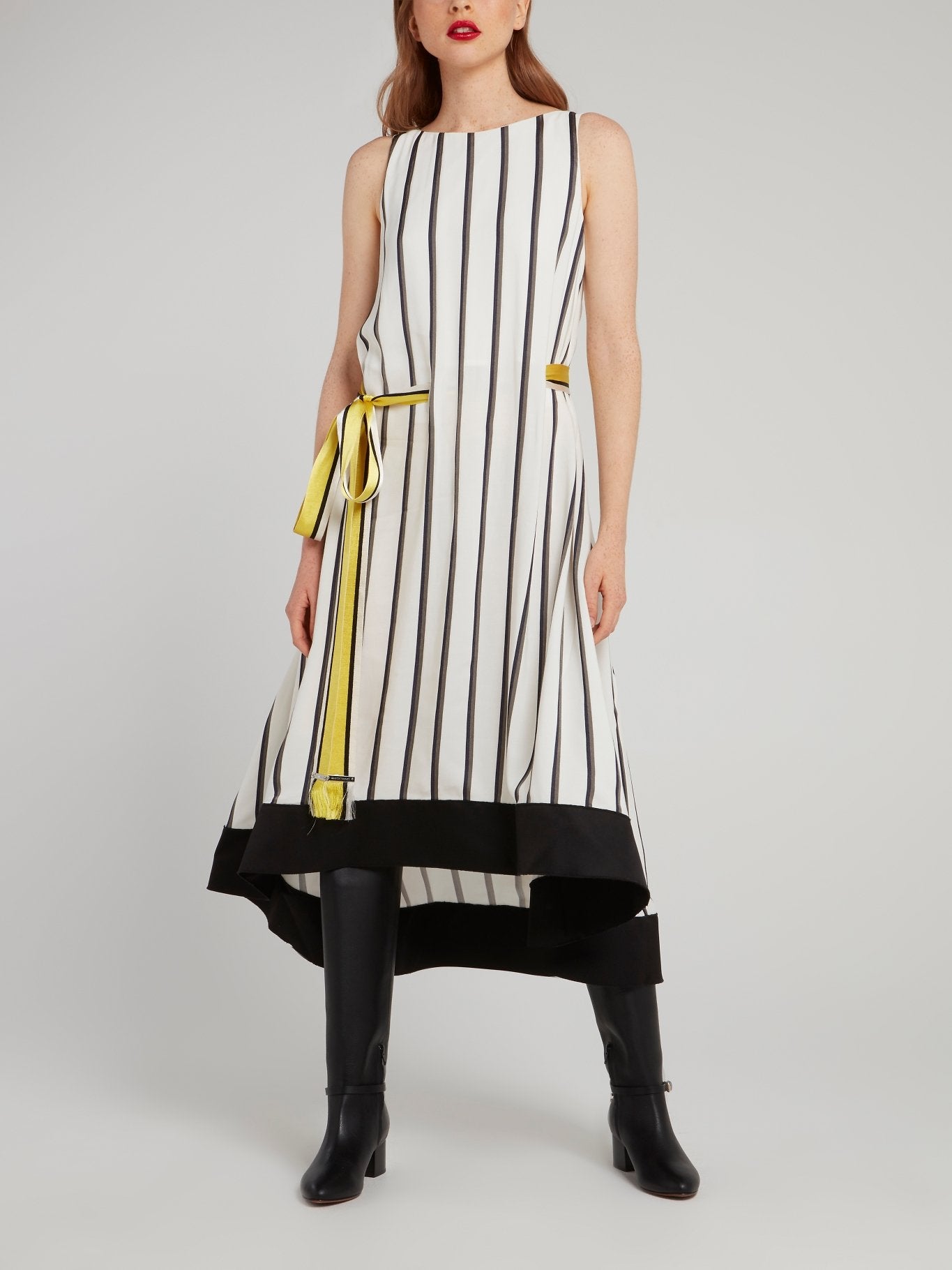 ribbon stripe midi dress Amanda Wakeley Off White Ribbon Stripe Midi Dress 12 / White