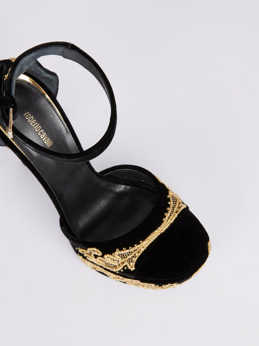 Baroque Embellished Contrast Sandals