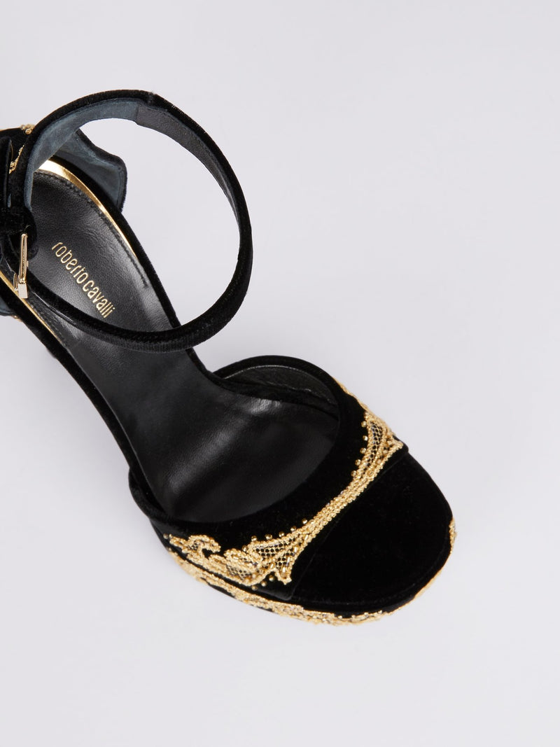 Baroque Embellished Contrast Sandals