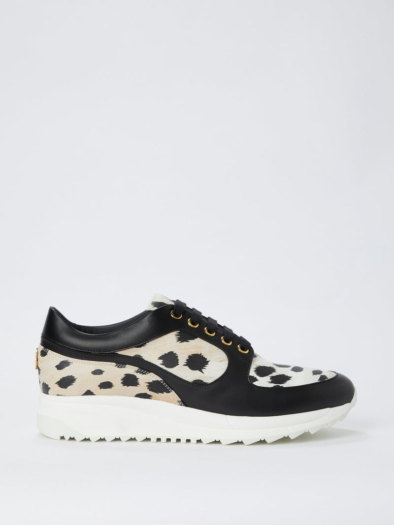 Leopard Panel Lace Up Sneakers