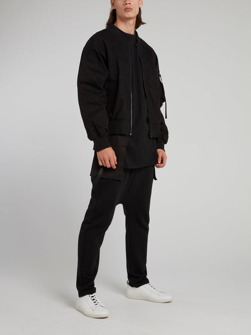 Black Drawstring with Detachable Pocket Knitted Pants