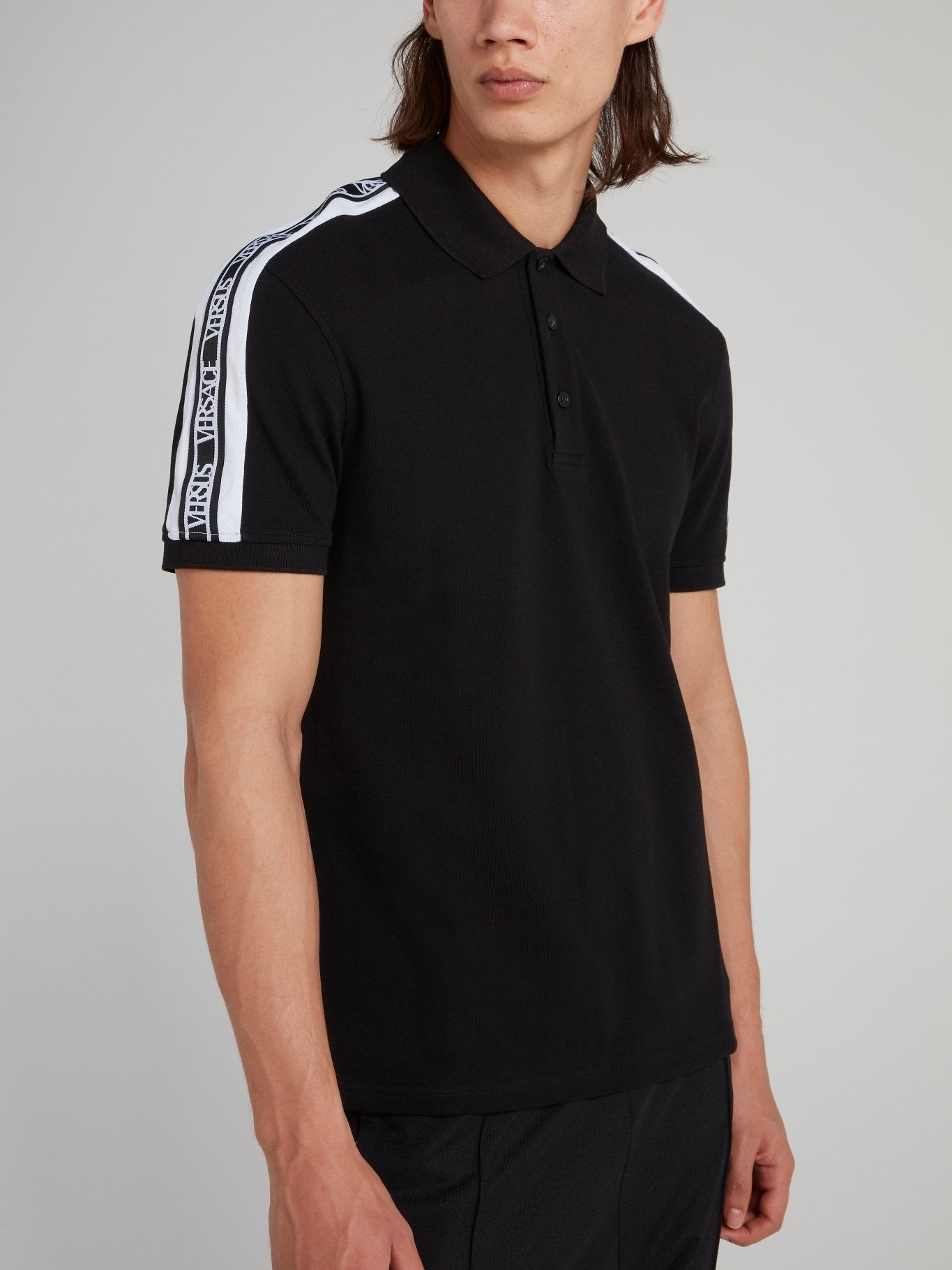 Black Logo Shoulder Polo Shirt