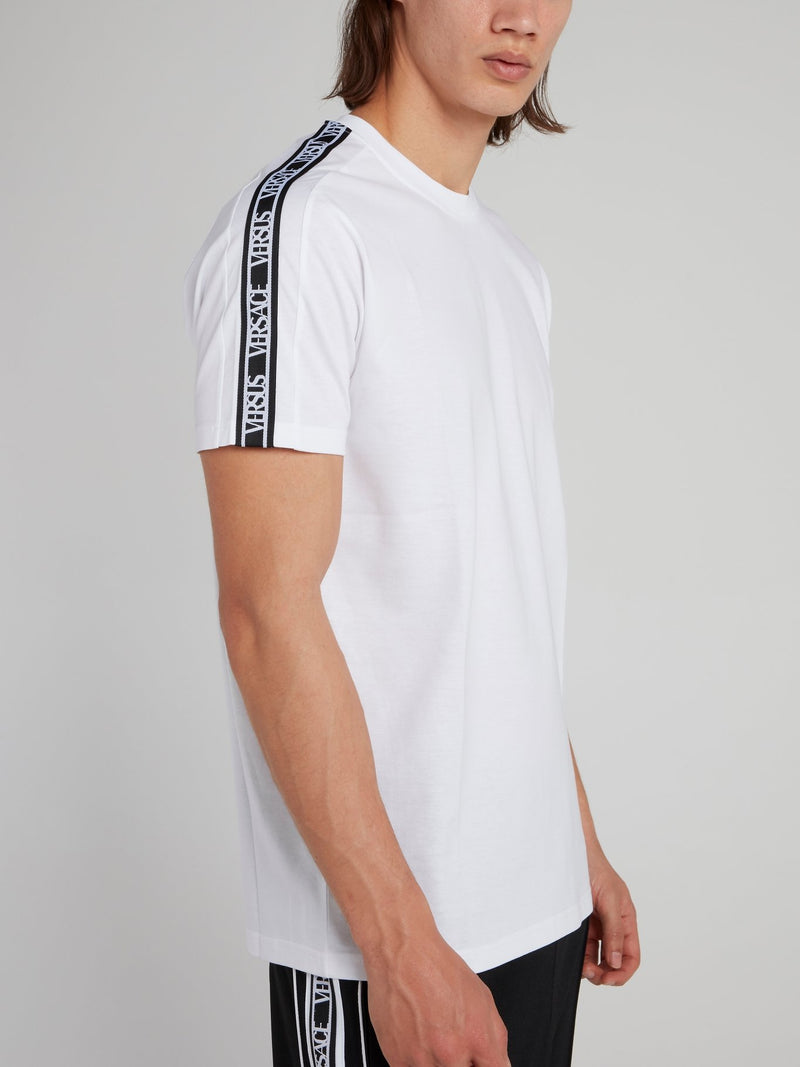 White Shoulder Logo Tape T-Shirt