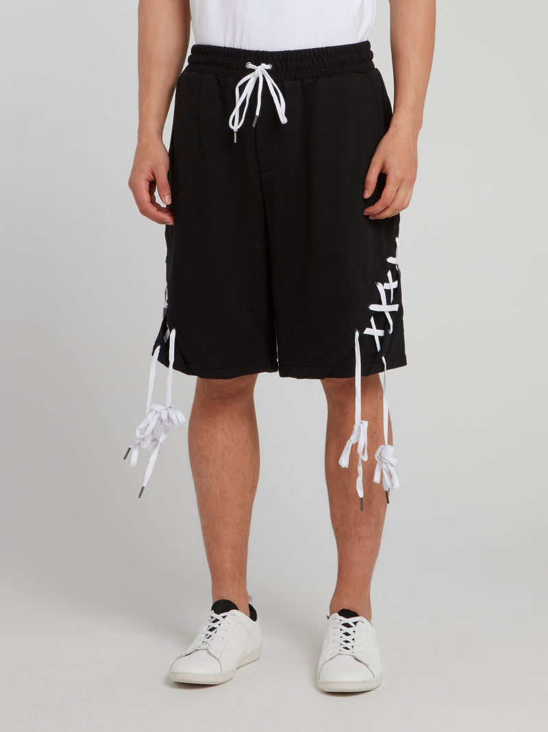 Black X-String Drawstring Shorts