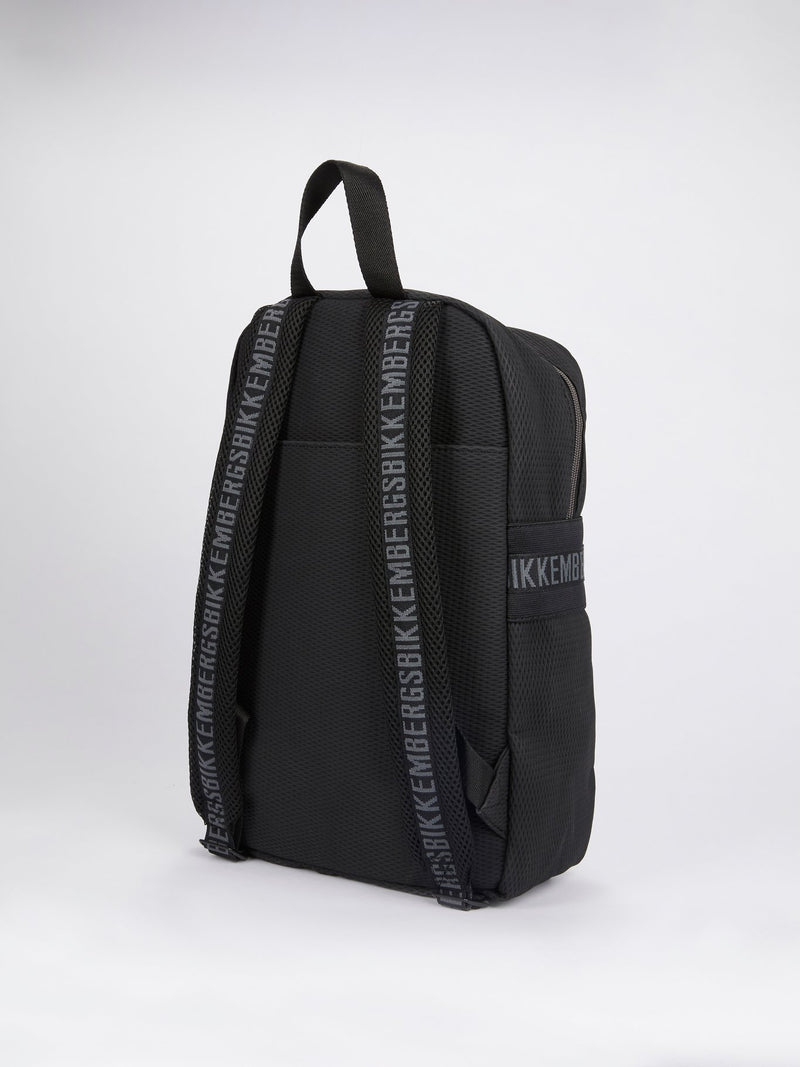 Navy Leather Panel Backpack