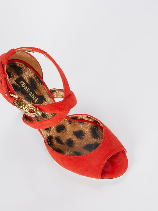 Orange with Leopard Panel Sandals