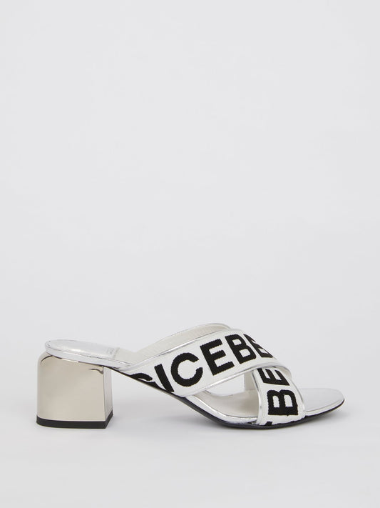 Silver Nappa Logo Sandals