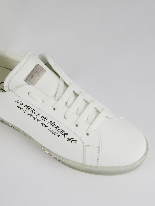White Statement Lace Up Sneakers