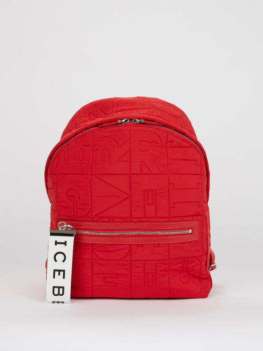 Красный стеганый рюкзак